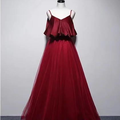 Handmade Custom Dress Spaghetti Strap Red Prom..