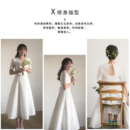 Handmade Custom Made Dresses V-neck Medium Sleeve..