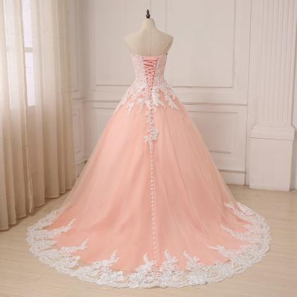 Hande Made Sleeveless Peach Colore Wedding Dresses..