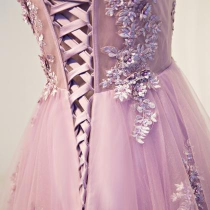 Hande Made Sleeveless Prom Dress,pink Evening..