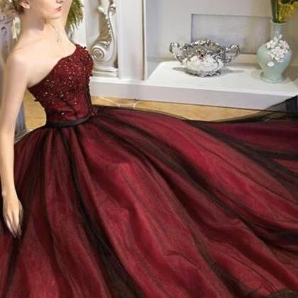 Handmade Red Ball Dresses, Strapless Ball Dresses..