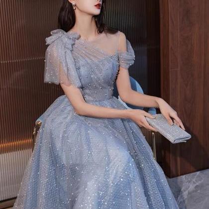 Handmade Blue Evening Dress, Style, Temperament,..