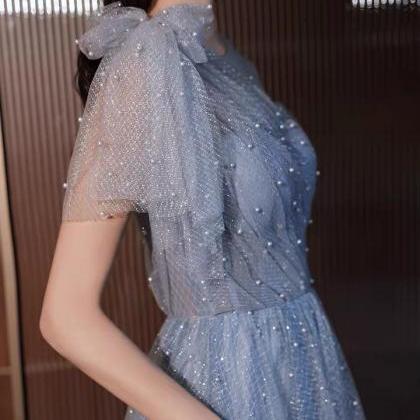 Handmade Blue Evening Dress, Style, Temperament,..