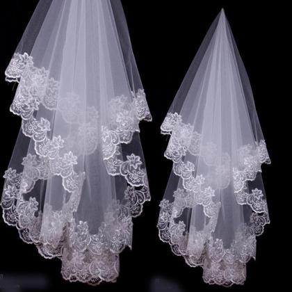 1.5m lace bridal veil with lengthen..