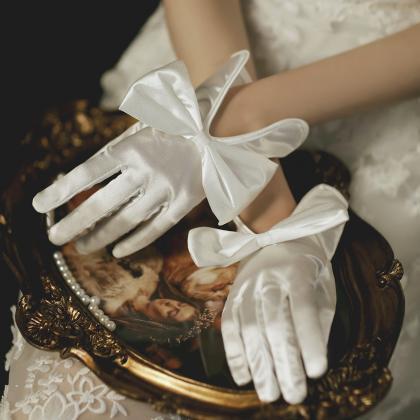 Bride Wedding Gown Lace Gloves White Ceremonial..