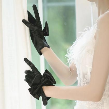  Bride wedding gown lace gloves whi..