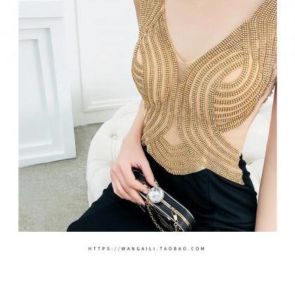 Sexy Strappy Evening Dress Beaded Sequin Party..
