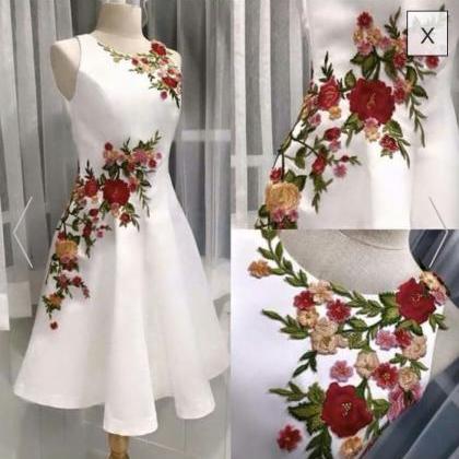 Hand Made Embroidery ,flowered,a-line, Homecoming..