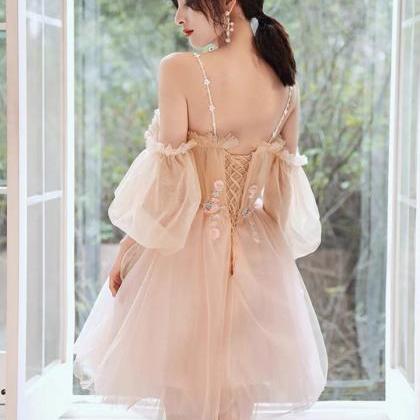 Pink Fairy Short Birthday Dress, Sweet Bridesmaid..