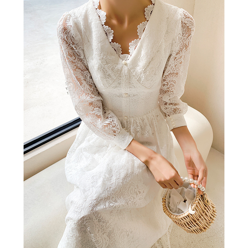 Handmade Custom Made Dresses Long Sleeve Bridal Dress,v-neck Lace Wedding Dress