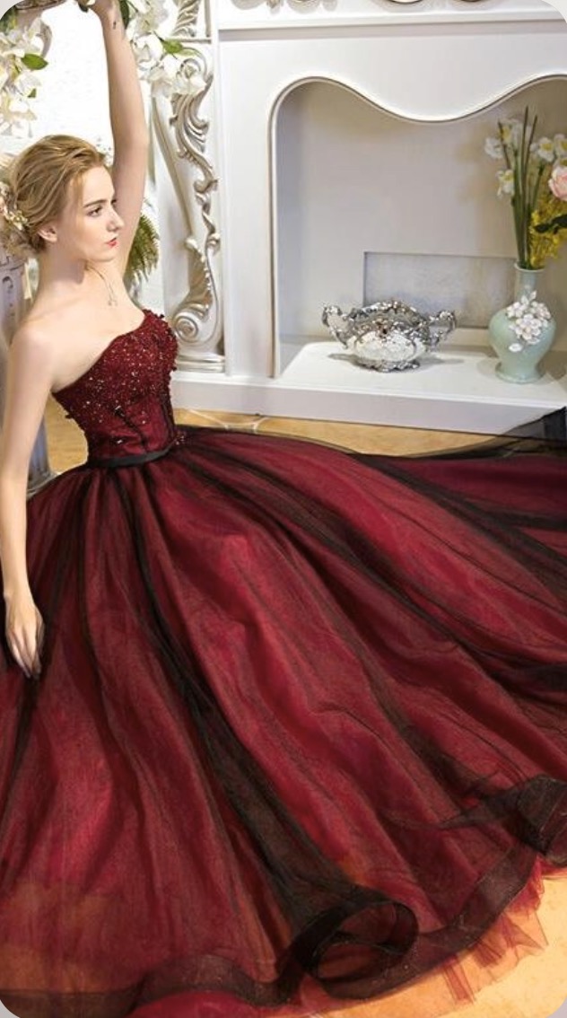 Handmade Red Ball Dresses, Strapless Ball Dresses Graduation Dresses, Beaded Dresses Plus Size