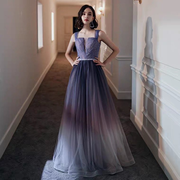 Handmade Fairy Evening Dress, Noble, Purple Gradient, Halter Prom Dress Plus Dress