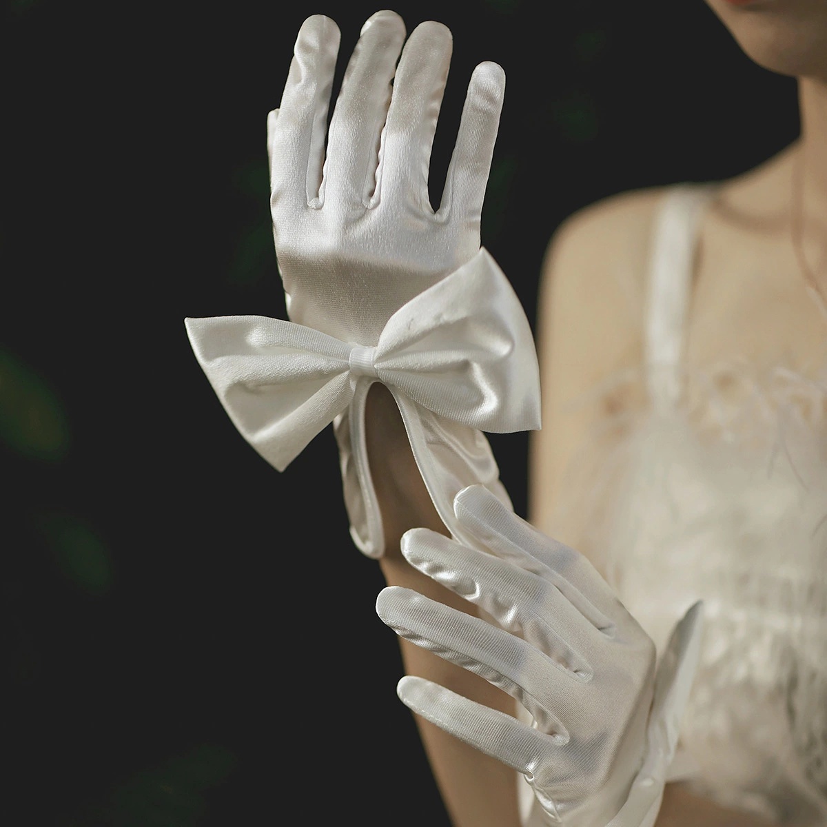 Bride Wedding Gown Lace Gloves White Ceremonial Wedding Gloves Custom Made Dress, Gloves Are