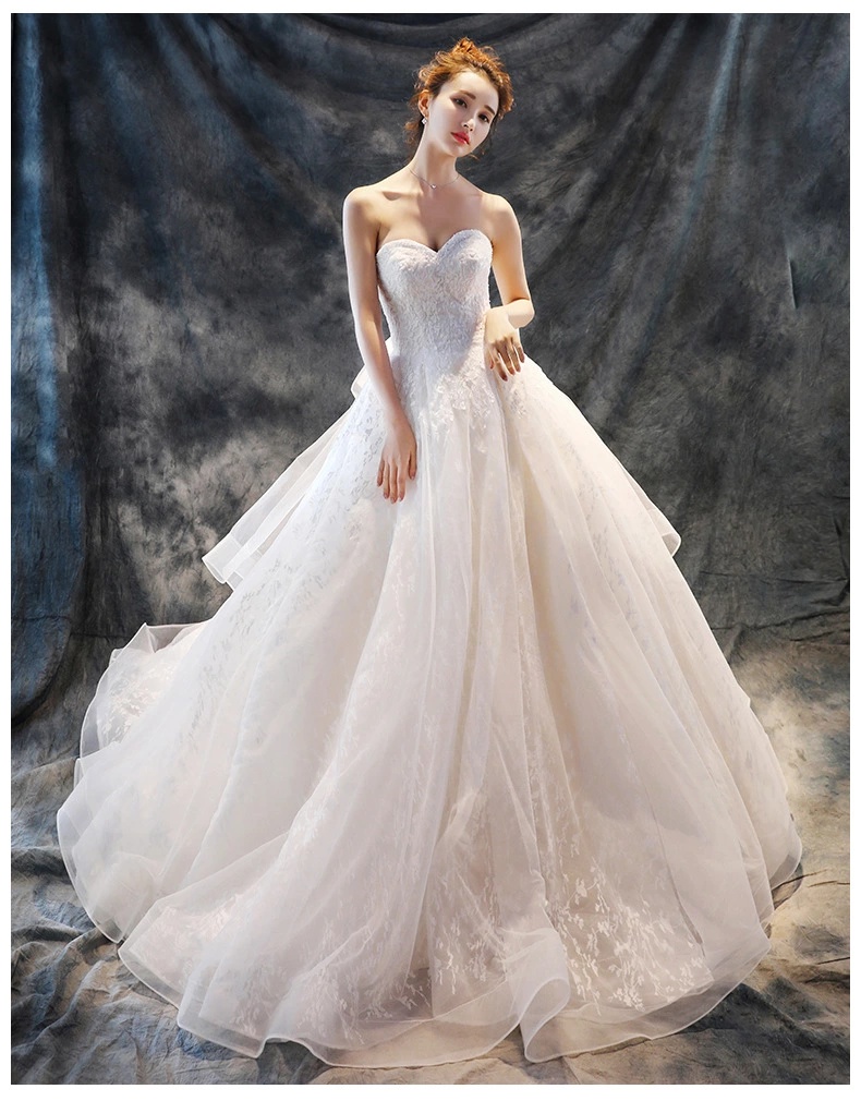 Handmade Strapless Wedding Dress Beaded Ball Gown Dress Charming Wedding Dress Plus Size Custom Made