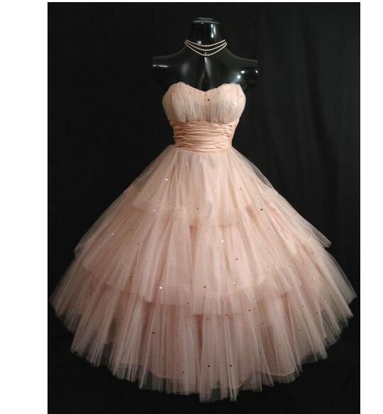 Hand Made Pink Prom Dresses Strapless Layered Tulle Sequins Tea Length Short Homecoming Dress Ball Gown Wedding Party Gowns