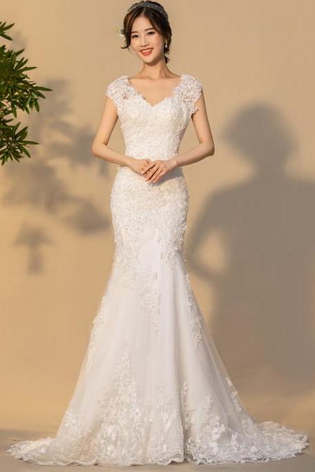 handmade custom made New lace wedding dress,mermaid bridal dress ,