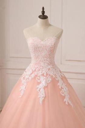 hande made Sleeveless Peach colore Wedding Dresses prom dresses with Ivory Lace Bridal Gowns plus size