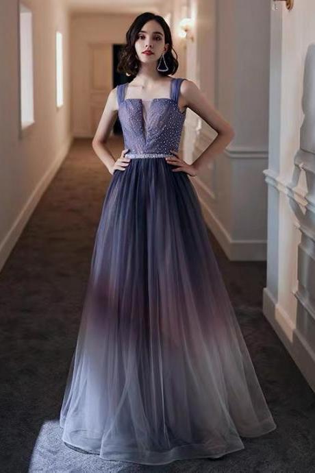 Handmade Fairy evening dress, noble, purple gradient, halter prom dress plus dress