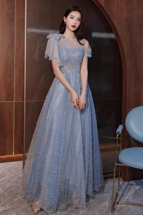 Handmade Blue evening dress, new style, temperament, socialite, high quality one shoulder party dress plus size dress custom made 
