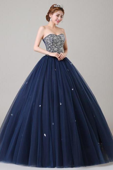 Handmade New strapless prom dress beaded ball gown dress charming evening dress plus size custom made 