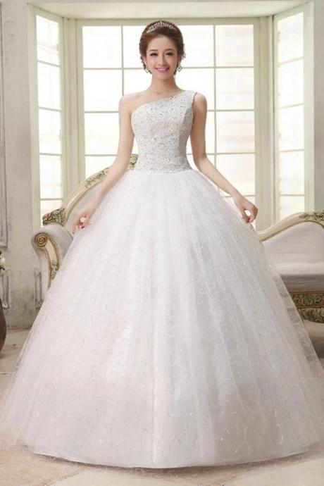 Handmade Strapless Prom Dress Beaded Ball Gown Dress Charming Wedding Dress Plus Size Custom Made