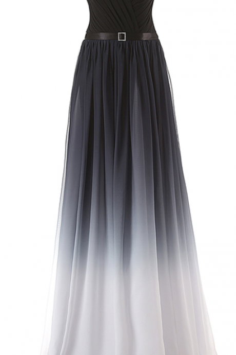 Handmade Black To White Prom Dresses, Lace Up Long Evening Dresses,a-line Ombre Dress