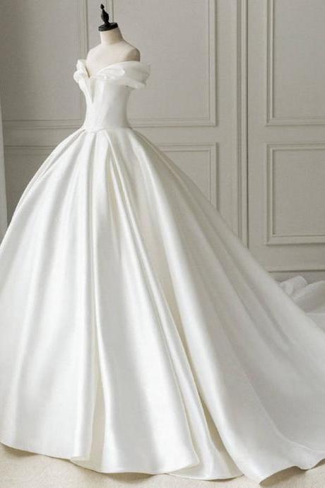 handmade stain wedding dress off-shoulder-style bridal dream queen wedding dress big tailing wedding dress
