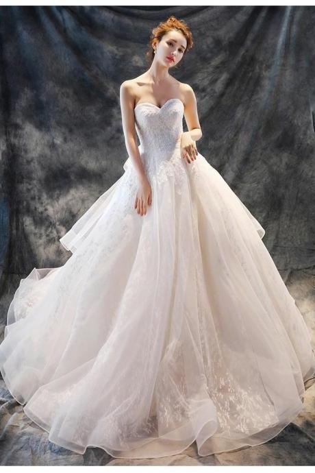 Handmade New strapless wedding dress beaded ball gown dress charming wedding dress plus size custom made 
