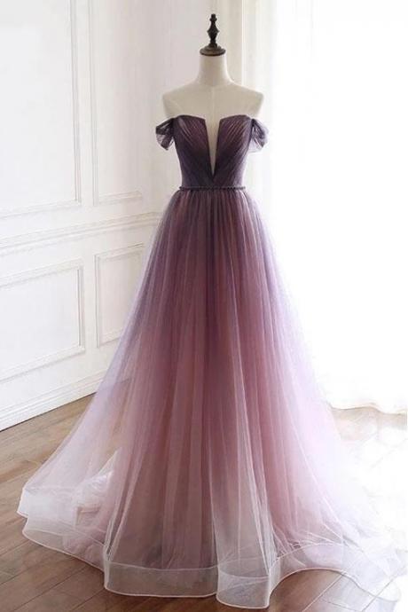 Hand Made A Gradient Tulle Dress, A Sexy Strapless Dress, A Sexy Tulle Party Dress Party Dresses,evening Dress,ball Gown Evening Dresses ,prom