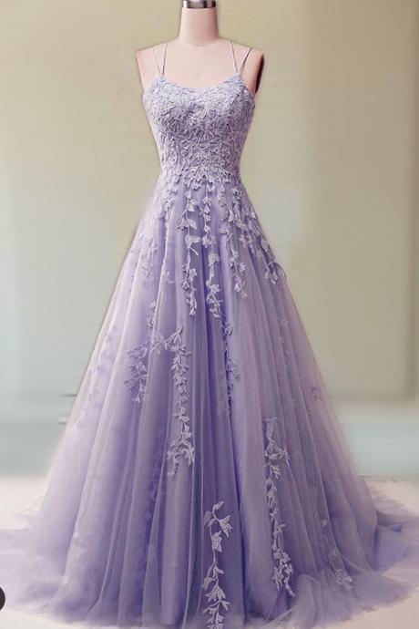 Custom purple prom dresses, lace applique prom dress, a line prom dress, robe de soiree, 2021 prom dress, cheap prom dresses,lavender prom dresses, vestido de fiesta, senior prom dresses, formal party dresses