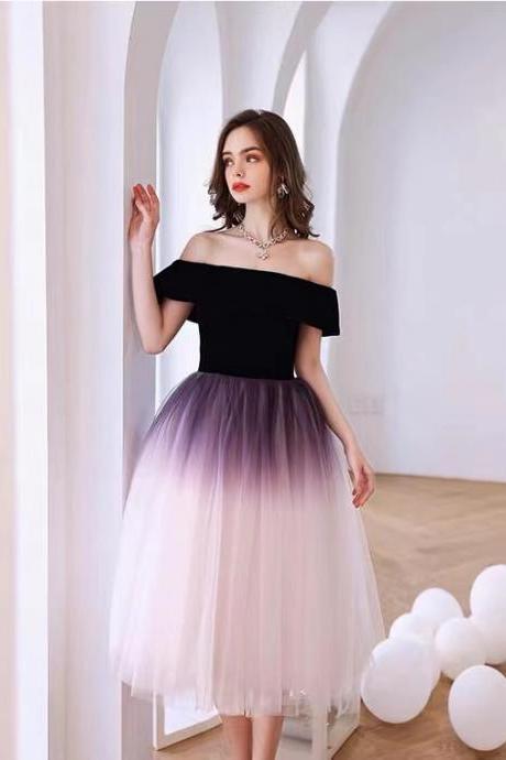 purple Off shoulder graduation dress, gradient homecoming dress ,purple party dress custom made cheap dress