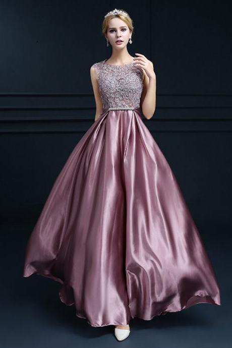 Pink Banquet Evening gown ordered beaded embroidery sleeveless long sleeveless elegant graduation dress